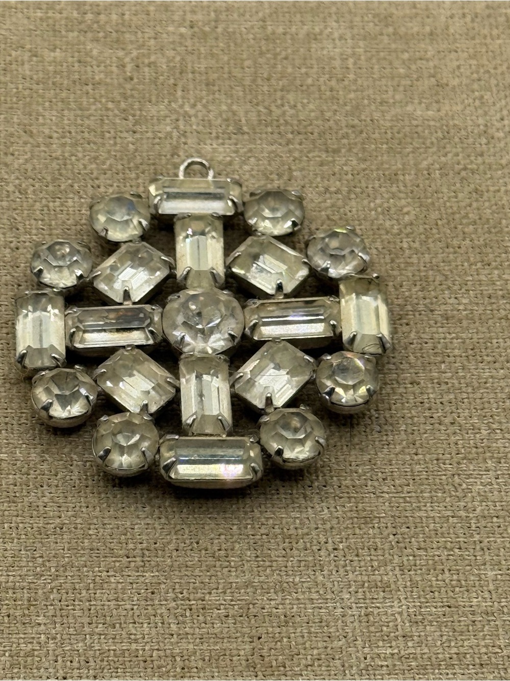 Crystal Cluster Pendant Necklace - Clear Rhinestone Statement